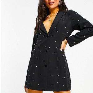 NWT Saint Genies rhinestone embellishment blazer dress - Black - Size US 10